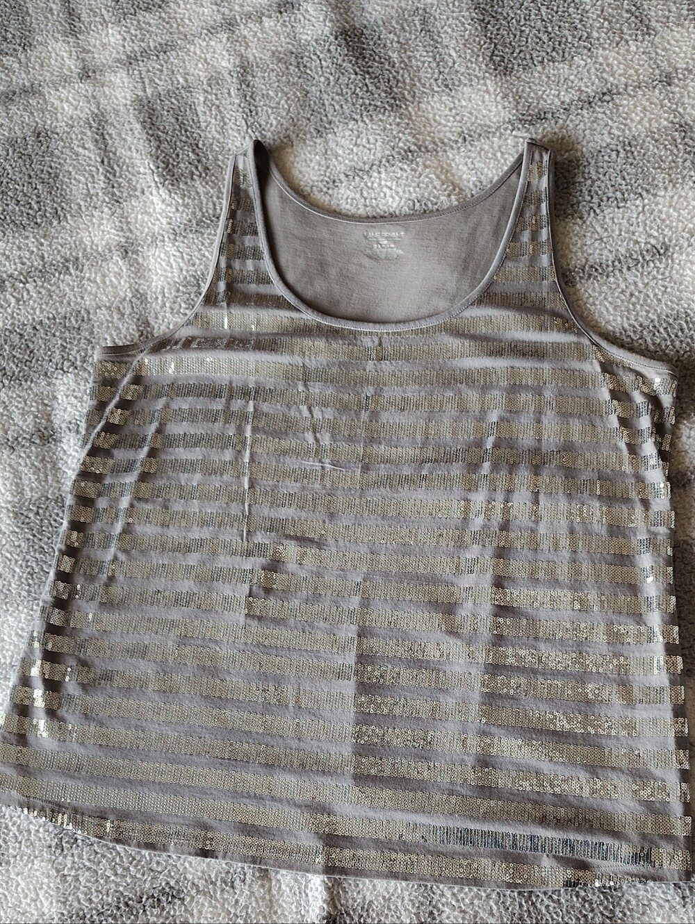 Lane Bryant Sleeveless Metallic Stripe Tank Top - Silver & Gray